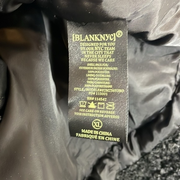 Blank NYC | Faux Shearling with Faux Leather Trim Bomber Jacket Size XL NWT - Picture 8 of 9